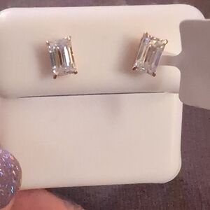 Moissanite Emerald Cut Earrings